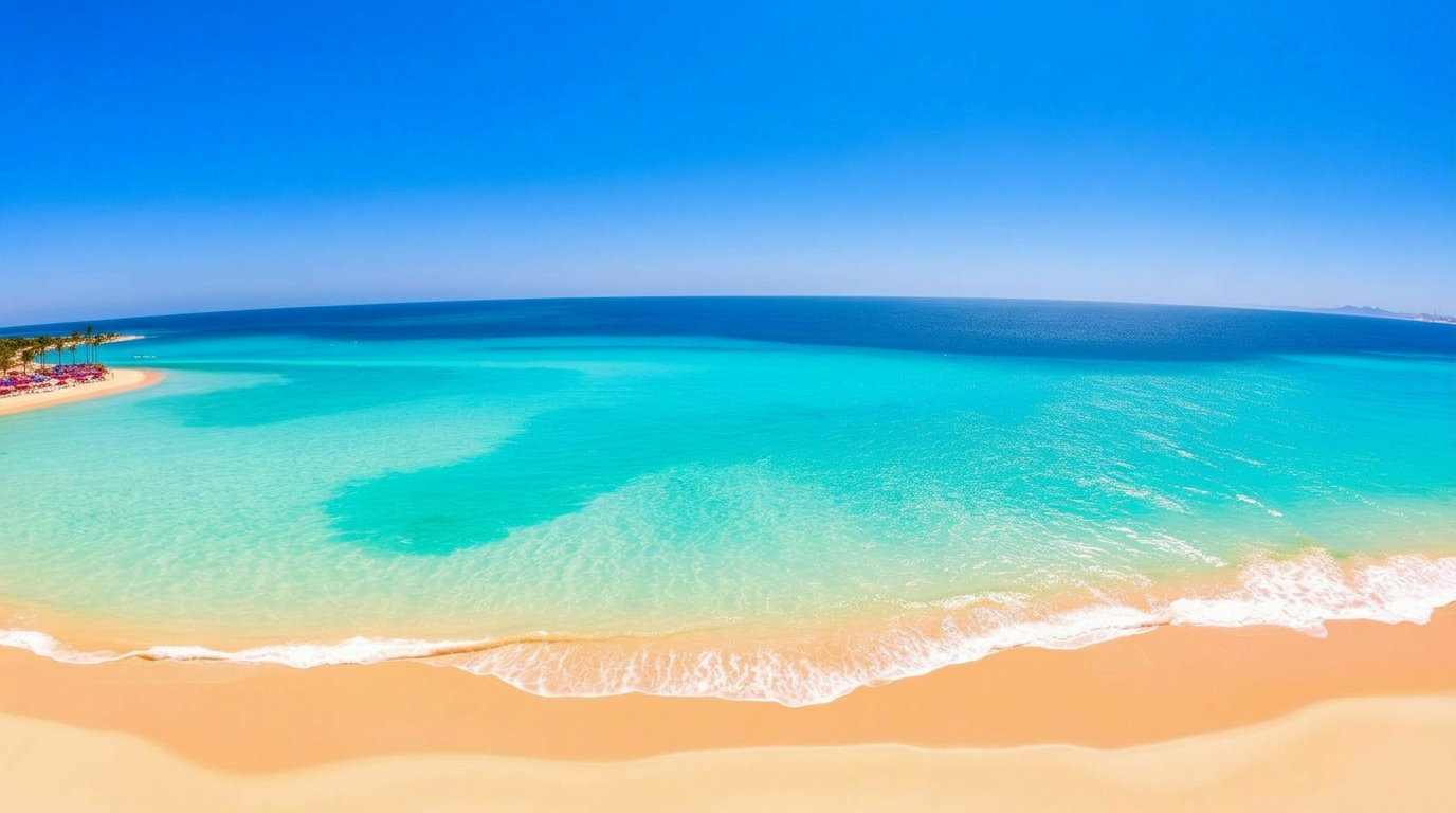 Turquoise Cabo San Lucas beach with the famous arch rock